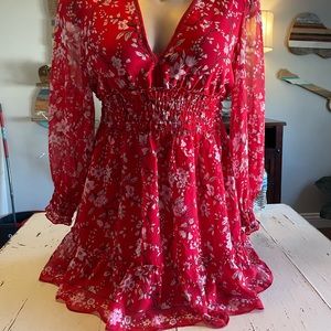 NWT | Max Studio Red Floral Boho Dress| Size XL